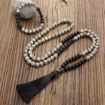 108 Mala Beads Zebra Jasper Frosted Stone Protection Tassel Bracelet (Extra 30% Off | USE CODE: FS30) Mala Bracelet BS main