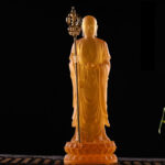 Buddha Stones Handmade Ksitigarbha Bodhisattva Figurine Liuli Crystal Art Piece Serenity Statue Home Decoration Decorations BS 2
