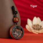 Buddha Stones Year Of The Dragon Hand Painted Chinese Zodiac Rosewood Carved Calm Key Chain (Extra 30% Off | USE CODE: FS30) Key Chain BS Tiger