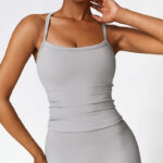 Buddha Stones Solid Color Crop Tank Top High Waist Shorts Sports Fitness Gym Yoga Outfits 2-Piece Outfit BS 29