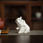 Buddha Stones Small Elephant Statue White Porcelain Ceramic Strength Home Desk Decoration Decorations BS 9