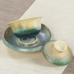 Buddha Stones Green Ocean Waves Design Porcelain Ceramic Gaiwan Sancai Teacup Kung Fu Tea Cup And Saucer With Lid Cup BS 6