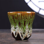 Buddha Stones Vintage Kiln Change Design Ceramic Coffee Mug Tea Cup 150ml Coffee Mug BS Green White 7.5cm*7.5cm*150ml