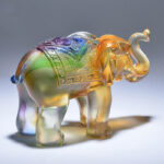 Buddha Stones Handmade Liuli Crystal Elephant Art Piece Wisdom Wealth Home Decoration Decorations BS 6
