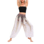 Buddha Stones Peacock Feather Pattern Loose Harem Trousers Women's Yoga Pants Women's Harem Pants BS 5