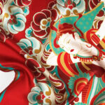 Buddha Stones Dunhuang Rebound Pipa Flying Frescoes 100% Mulberry Silk Scarf Premium Grade 6A Dunhuang Shawl Silk Scarf BS 18
