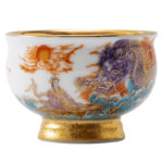 Buddha Stones Golden Eagle Auspicious Dragon Sun Ocean Waves Gilt Ceramic Teacup Kung Fu Tea Cup Cup BS 11