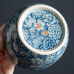 Buddha Stones Blue Lotus Peach Blossom Chrysanthemum Design Ceramic Teacup Kung Fu Tea Cups Cup BS 11