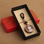 Buddha Stones Ebony Wood Rosewood Buddha Avalokitesvara Om Mani Padme Hum Balance Car Key Chain Decoration Key Chain BS 21