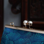 Buddha Stones Vintage Peacock Blue Leaf Pattern Pearl Metal Handbag Handbags BS 6