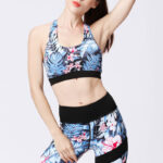 Buddha Stones 2Pcs Sunflower Flowers Leaves Print Top Pants Sports Fitness Yoga Women's Yoga Sets Women's Yoga Sets BS 22