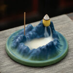 Buddha Stones Creative Mountain River Ceramic Healing Backflow Incense Burner Incense Burner BS 1