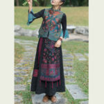 Buddha Stones Vintage Style Embroidery Flower Tang Suit Design Sleeveless Vest Waistcoat BS 3