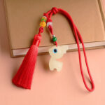 Buddha Stones Mini Cute Deer Glowstone Luminous Lucky Deer Energy Key Chain Phone Car Hanging Decoration Key Chain BS 10