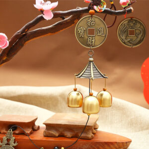 Buddha Stones Feng Shui Copper Coin Koi Fish Bagua Kirin Wind Chime Bell Luck Wall Hanging Decoration Decorations BS To Attract Wealth and Treasure