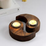 Buddha Stones Yin Yang Wood Candle Holder Meditation Rituals Use Items Candle Holder BS 13