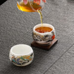 Buddha Stones Dragon Playing With Pearl Design White Porcelain Ceramic Teacup Kung Fu Tea Cup 160ml Cup BS 7