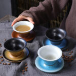 Buddha Stones Planet Design Ceramic Coffee Mug Rough Pottery Tea Coffee Cup With Saucer Coffee Mug BS 1