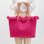 Buddha Stones Large Capacity Solid Color Tassel Canvas Tote Shoulder Bag Shoulder Bag BS 8