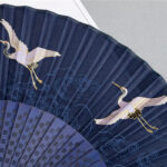 Buddha Stones Crane Dragonfly Lotus Peony Plum Blossom Butterfly Handheld Silk Bamboo Folding Fan 22.5cm 3