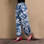 Buddha Stones Blue Tree Flowers Print Harem Pants With Pockets Women's Harem Pants BS 7