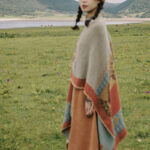 Buddha Stones Tibetan Shawl Diamond Pattern Winter Warm Cloak Scarf Tibetan Shawl BS 9