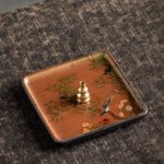 Buddha Stones Mountain Lake Flower Leaf Healing Ceramic Plate Tray Stick Incense Burner Decoration Incense Burner BS Branch Bird 10.2*10.2*1.2cm