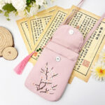 Buddha Stones Small Embroidered Flowers Crossbody Bag Shoulder Bag Double Layer Cellphone Bag Crossbody Bag BS 25