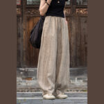 Buddha Stones Ramie Cotton Linen Pants Tie-dye Design Trousers Loose Zen Yoga Women's Pants with Pockets Pants BS 14