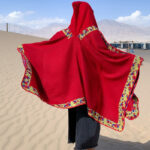 Buddha Stones Tibetan Shawl Border Small Floral Flower Hooded Cloak Winter Cozy Travel Scarf Wrap Tibetan Shawl BS 30