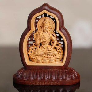 Buddha Stones Vajrasattva Buddha Wood Engraved Compassion Statue Figurine Decoration Decorations BS 7*7.5cm
