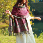 Buddha Stones Tibetan Vine Leaves Pattern Design Shawl Cozy Travel Scarf Wrap Tibetan Shawl BS 18