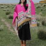 Buddha Stones Tibetan Shawl Colorful Geometry Winter Cozy Travel Scarf Wrap Tibetan Shawl BS Pink 150*130cm
