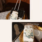 Buddha Stones Small Flowers Butterfly Embroidered Pearl Metal Chain Shoulder Bag Crossbody Handbag Cellphone Bag Crossbody Bag BS 8
