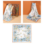 Buddha Stones Pastoral Scene Hot Air Balloon Spring Blossom 100% Mulberry Silk Neck Hair Scarf Silk Shawl BS 15