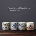 Buddha Stones Vintage Plum Blossom Pine Bamboo Phoenix Kirin Lion Dancing Ceramic Teacup Tea Cups Cup BS 9