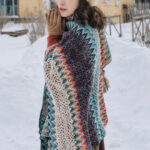 Buddha Stones Tibetan Shawl Blue Beige Red Wavy Pattern Winter Warm Tassel Scarf Tibetan Shawl BS 7