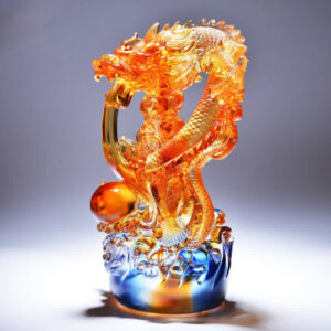 Buddha Stones Feng Shui Dragon Handmade Liuli Crystal Art Piece Success Home Office Decoration Decorations BS Dragon (Protection ♥ Success)