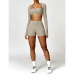 Buddha Stones Gym Sports Yoga Backless Bra Crop Tank Top Shorts 2-Piece Outfit BS 58