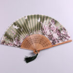 Buddha Stones Butterfly Flowers Handheld Silk Bamboo Folding Fan