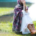 Buddha Stones Tibetan Flower Floral Leaves Pattern Design Shawl Cozy Travel Scarf Wrap Tibetan Shawl BS 19