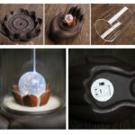 Buddha Stones Buddha Hand Lotus Enlightenment LED Light Purple Clay Ceramic Incense Burner Decoration Incense Burner BS 13