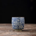 Buddha Stones Vintage Lotus Peony Plum Blossom Chrysanthemum Ceramic Teacup Tea Cups Cup BS 5.8cm*6.1cm*95ml