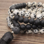 108 Mala Beads Zebra Jasper Frosted Stone Protection Tassel Bracelet (Extra 30% Off | USE CODE: FS30) Mala Bracelet BS 9