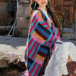 Buddha Stones Tibetan Shawl Candy Color Braided Pattern Winter Cozy Travel Knitted Tassel Scarf Wrap Tibetan Shawl BS 3