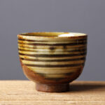 Buddha Stones Vintage Brown Beige Kiln Change Ceramic Teacup Kung Fu Tea Cup Bowl Cup BS 7.5cm*5.6cm*125ml