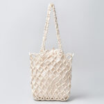 Buddha Stones Hand-woven Wooden Beads Shoulder Bag Handbag Shoulder Bag BS White 25*6*30cm