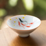 Buddha Stones Mandala Flower Koi Fish Lotus Bird Persimmons Teacup Kung Fu Tea Cup 50ml Cup BS Red Black Koi Fish 8.3cm*3.3cm*50ml