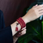 Buddha Stones 108 Mala Beads Cinnabar Om Mani Padme Hum Pattern Engraved Blessing Bracelet Mala Bracelet BS 20