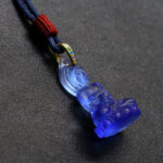 Buddha Stones Blue Tathagata Buddha Medicine Buddha Liuli Crystal Serenity Amulet Necklace Pendant - image 16